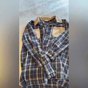 Blue and Tan Plaid Shirt